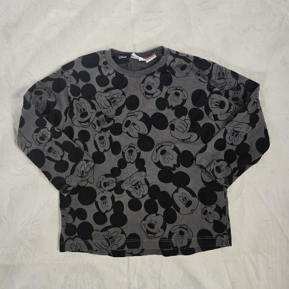 Zara Disney Black and Gray Mickey Mouse Patterned Shirt